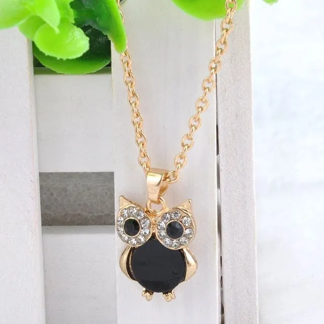 Owl Design Rhinestones Crystal Pendant