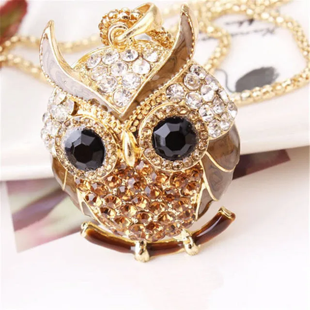 Owl Design Rhinestones Crystal Pendant