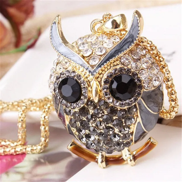 Owl Design Rhinestones Crystal Pendant