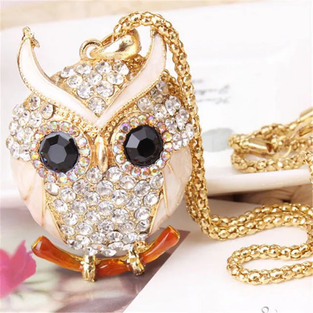 Owl Design Rhinestones Crystal Pendant