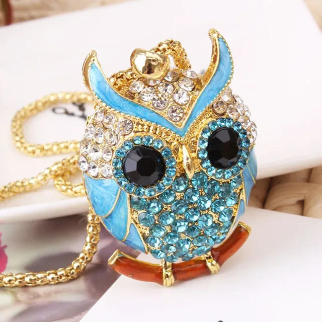 Owl Design Rhinestones Crystal Pendant