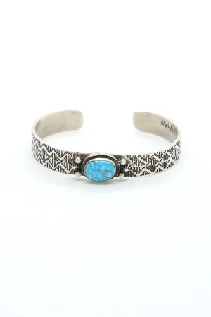 Oxidized Kingman Turquoise Cuff Bracelet