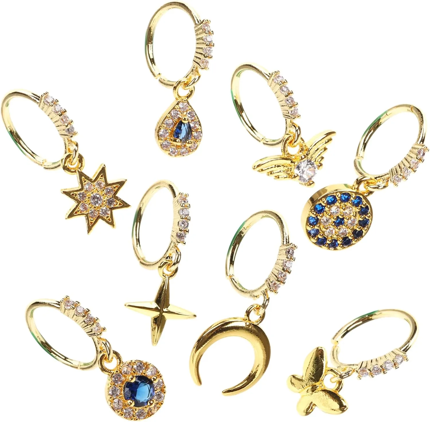 PartyKindom 8pcs Nose Rings Faux Septum Nose Rings Gold Nose Studs Nose Ring Hoops Non Piercing Nose Jewelry for Women Men's Nose Ring Set