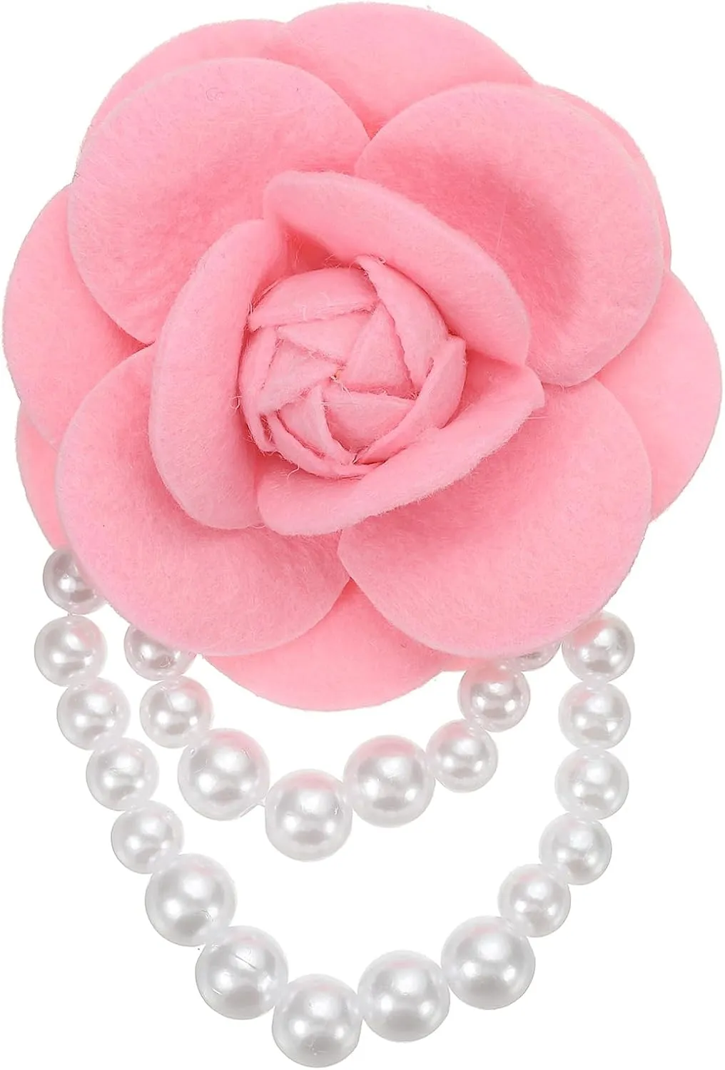 PATIKIL Fabric Camellia Flower Brooches, Elegant Pearl Tassel Brooches Floral Pins Bracelet Dual Use for Women Suit Hat Dress Shirt Tie Corsage, Light Pink
