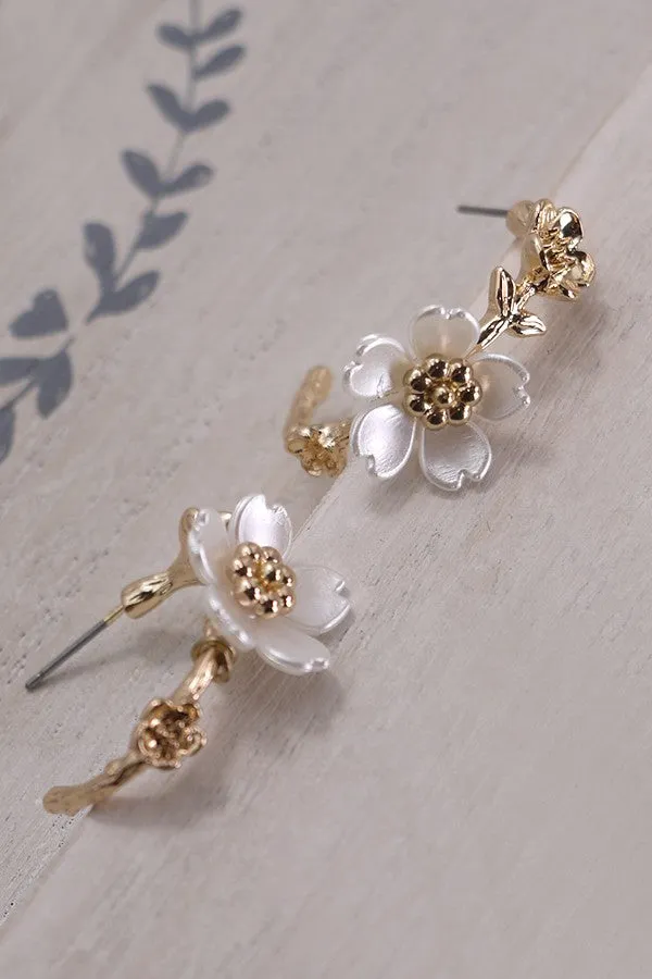 Pearl Floral Hoop Earrings