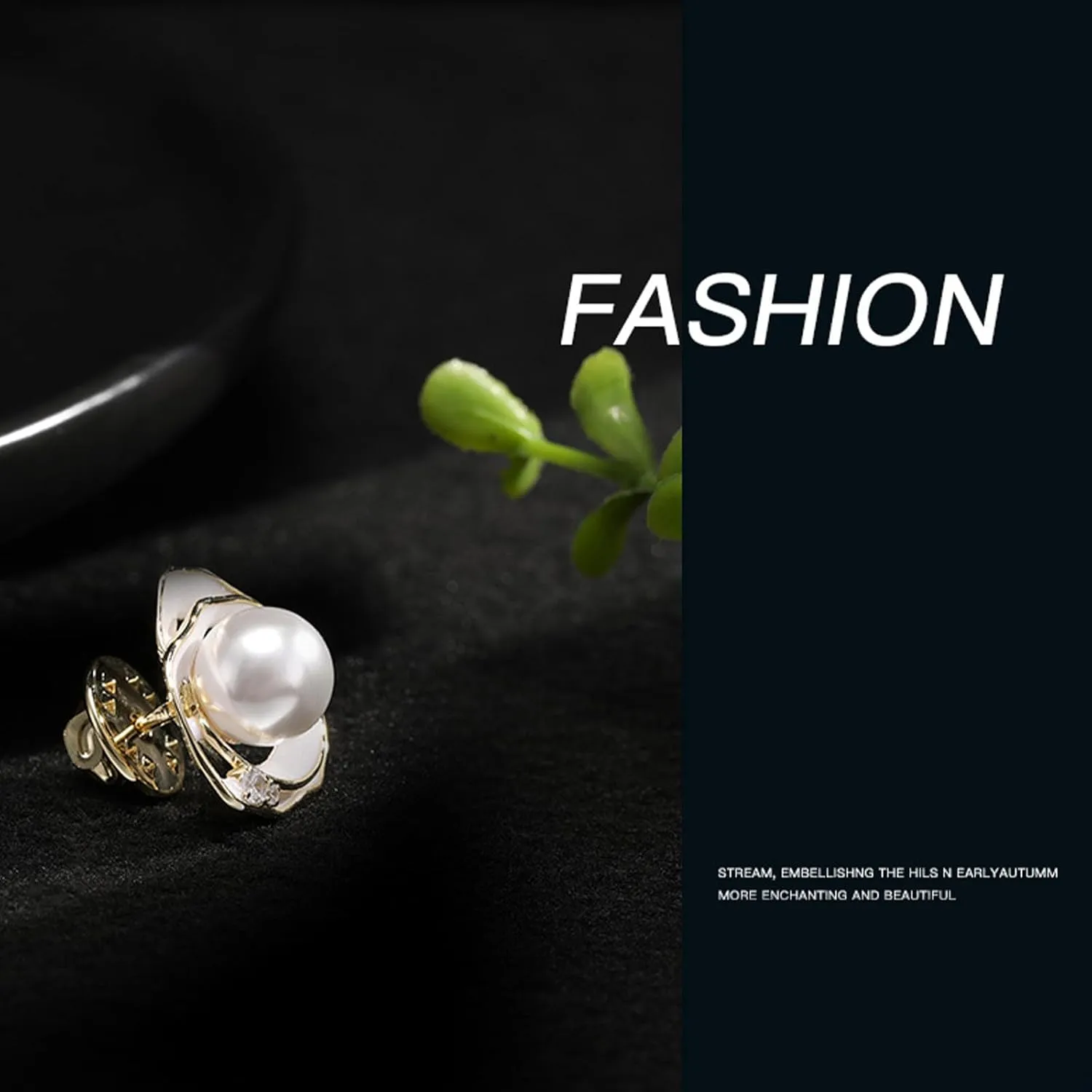 Pearl Flower Brooch for Women - Gold Plated Pearl Flower Pin Rhinestone Buttons Lapel Pin Jewelry - Valentine's Day Gift