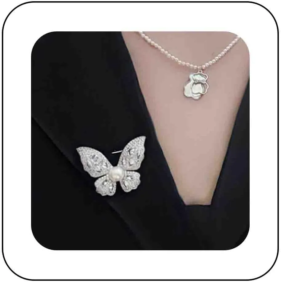 Pearl Shell Resin Butterfly Brooch Pin Sparkly Crystal Butterfly Brooches Pin Lepel Pin Hollow Butterfly Wing Brooch Pin Rhinestone Butterfly Brooch Pin Decorative (Green Resin 1)
