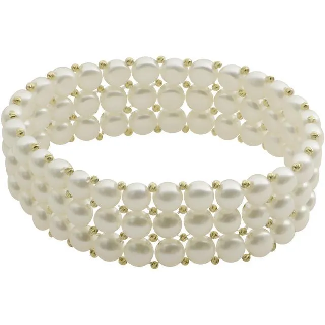PEARLUSTRE 6-7MM FW CULTURED PEARL 14K GOLD OVER SILVER VINTAGE BRACELET