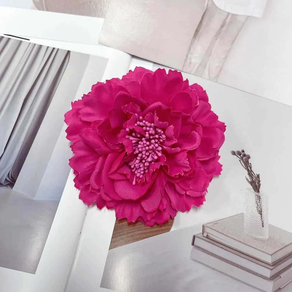Peony Fabric Flower Brooches Oversize Lapel Pins Extra Big Brooch Delicate Dancing Party Prom Wedding Charm Banquet Dress Suit Guest Corsage Accessories Gifts Dancer Large Hairpin Clip 110mm