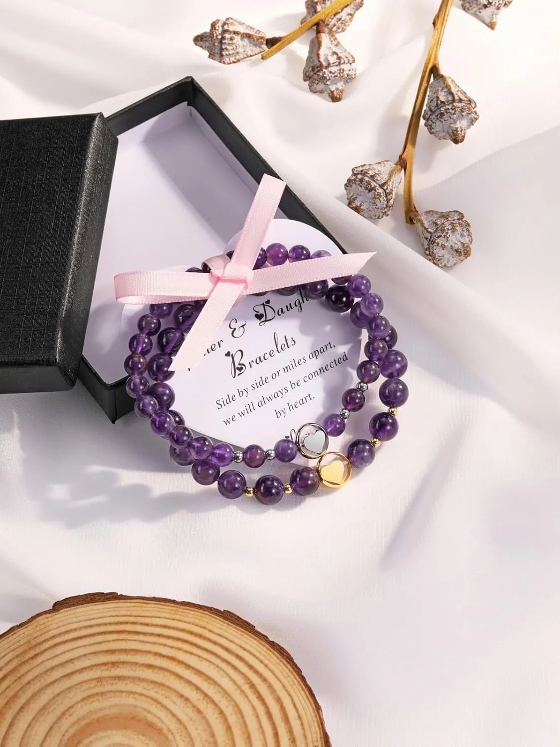 PESOENTH Mother Daughter Bracelets Mom and Daughter Mothers Day Jewelry Gifts,Crystal Heart Mother Daughter Matching Bracelets Gifts for Mom from Daughter