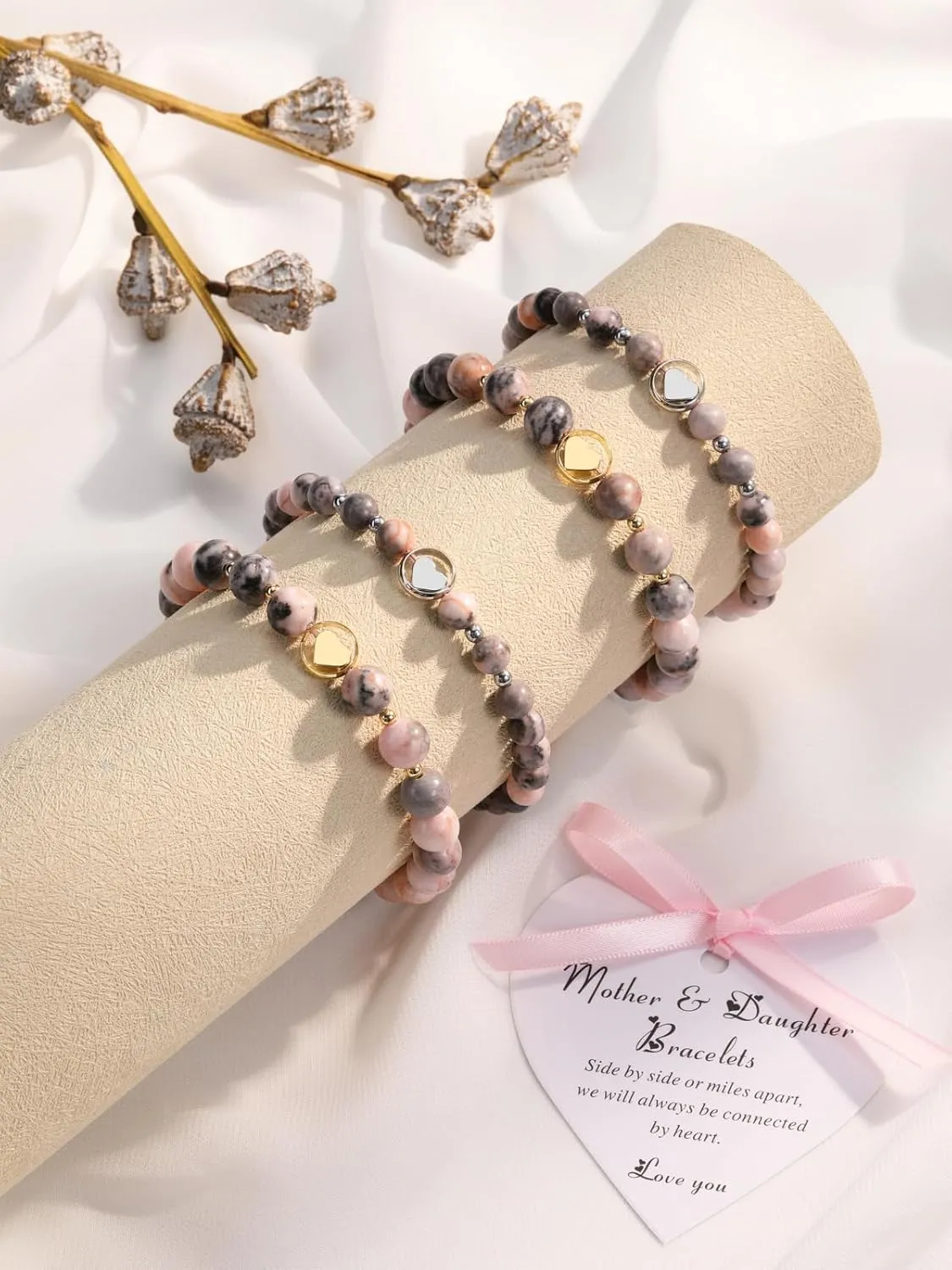 PESOENTH Mother Daughter Bracelets Mom and Daughter Mothers Day Jewelry Gifts,Crystal Heart Mother Daughter Matching Bracelets Gifts for Mom from Daughter