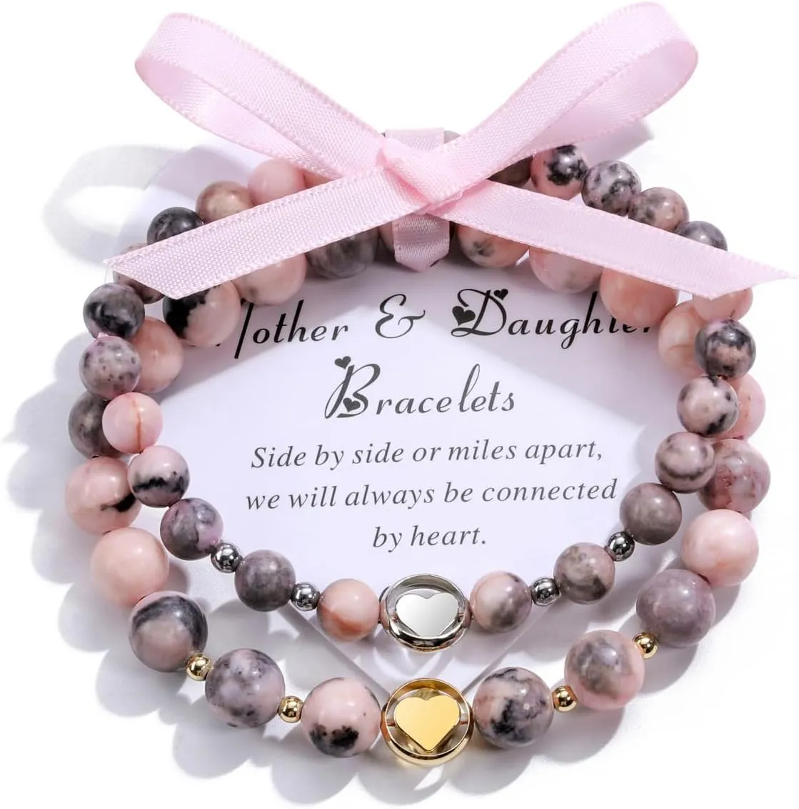 PESOENTH Mother Daughter Bracelets Mom and Daughter Mothers Day Jewelry Gifts,Crystal Heart Mother Daughter Matching Bracelets Gifts for Mom from Daughter