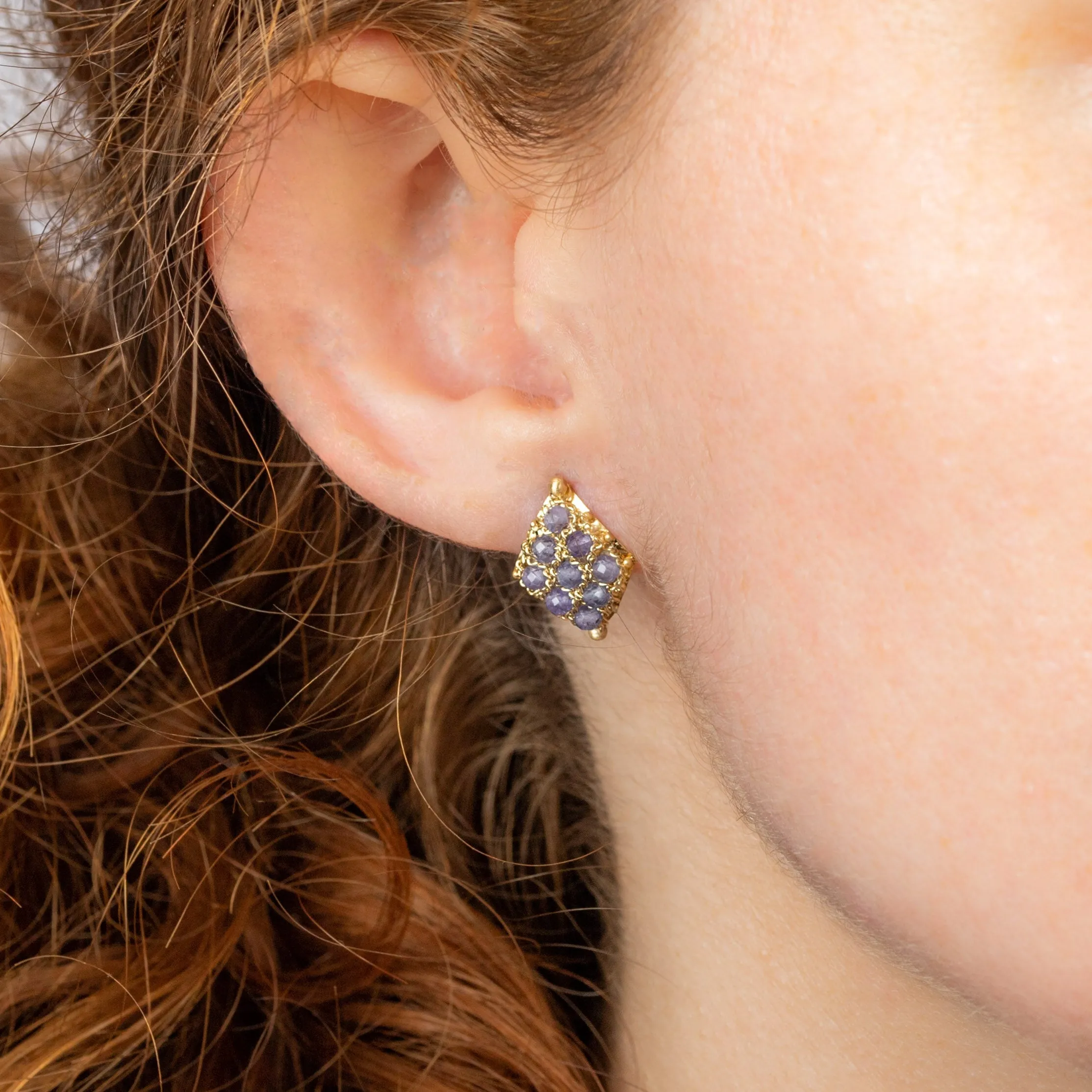 Petite Woven Lattice Earrings in Tanzanite