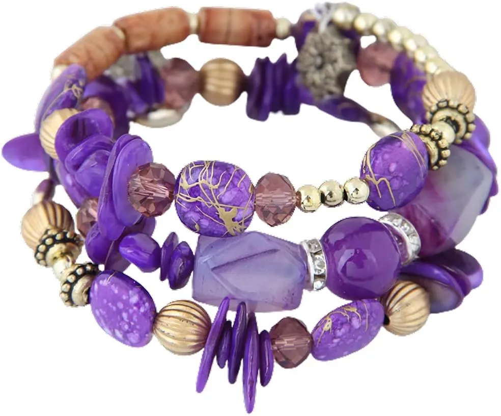 Pingyongchang Beaded Bracelets Crystal Multilayer Irregular Agate Turquoise Charm Bracelets for Women Vintage Jade Stone Man Bracelets Yoga Bangles Ethnic Jewelry