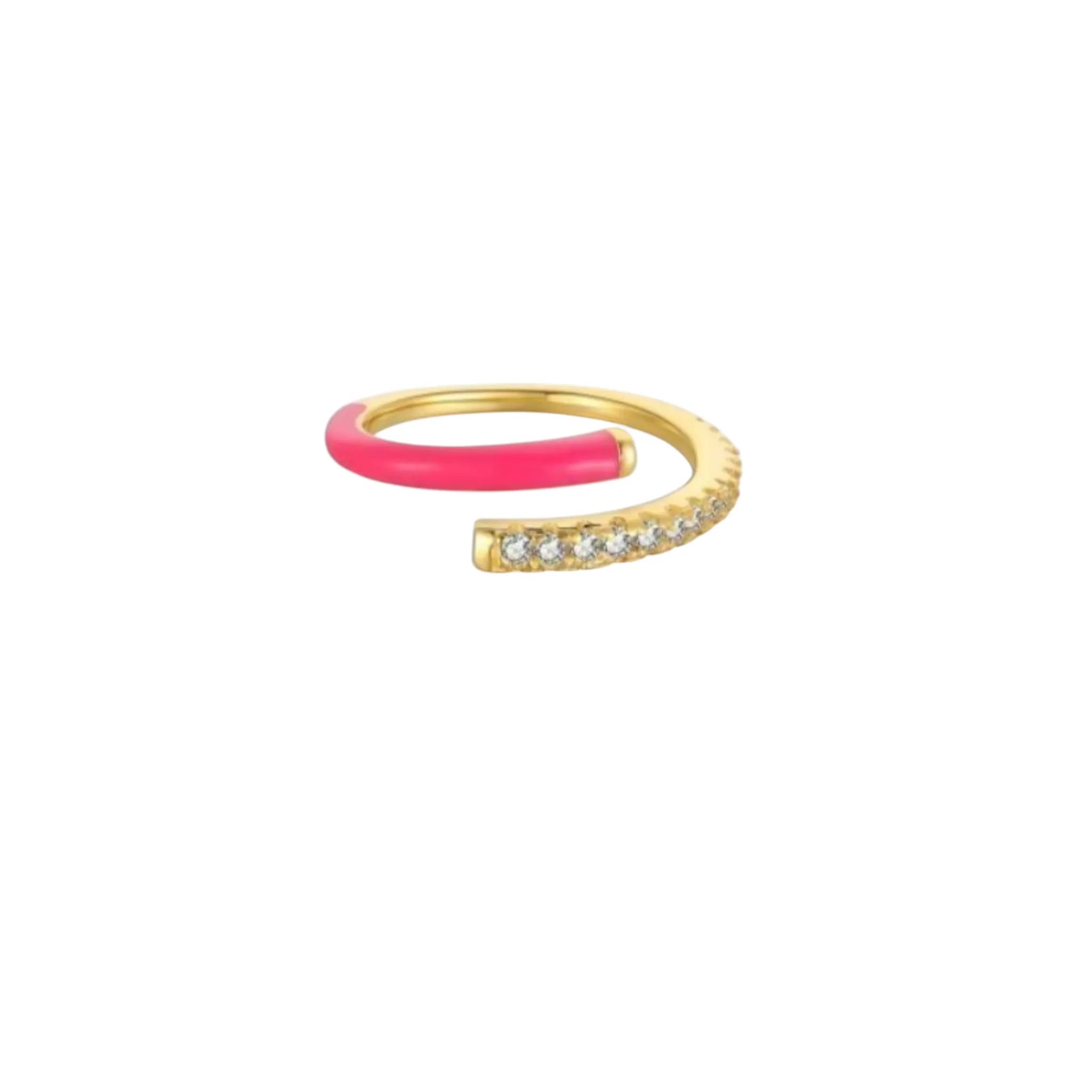 Pink Enamel Pavé Ring