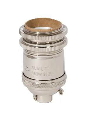 Polished Nickel Finish Sunlite Full Keyless Heavy Turned Brass Tall Socket with Ground Screw Terminal, 1/8IP (48264N)
