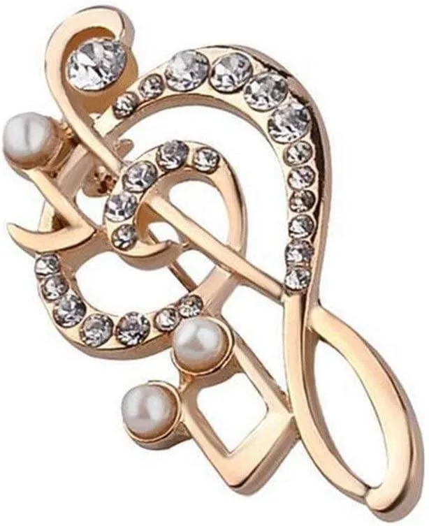 Popular Brooches Musical Note Brooch Pins Pearl Rhinestone Accessories Garment Decor Women Gifts Gifts Durability and convenience