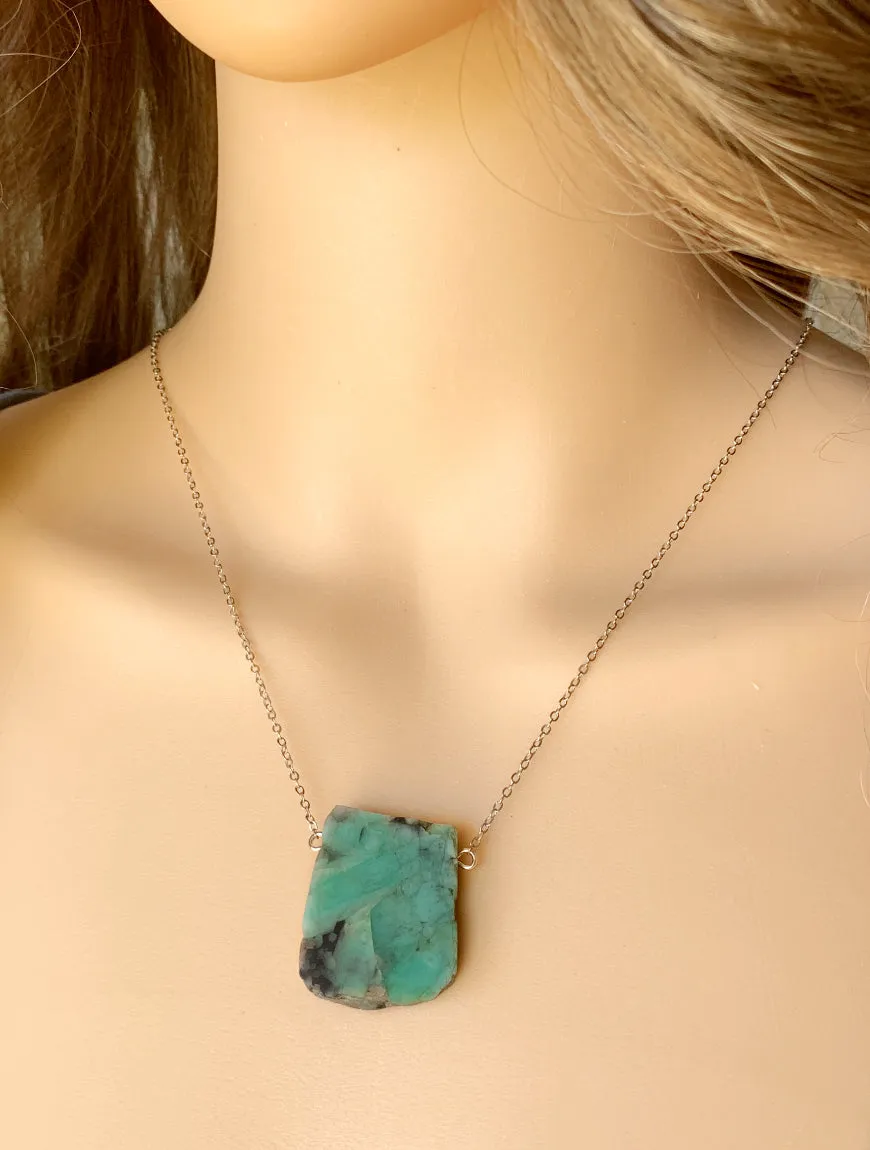 Raw Emerald Necklace