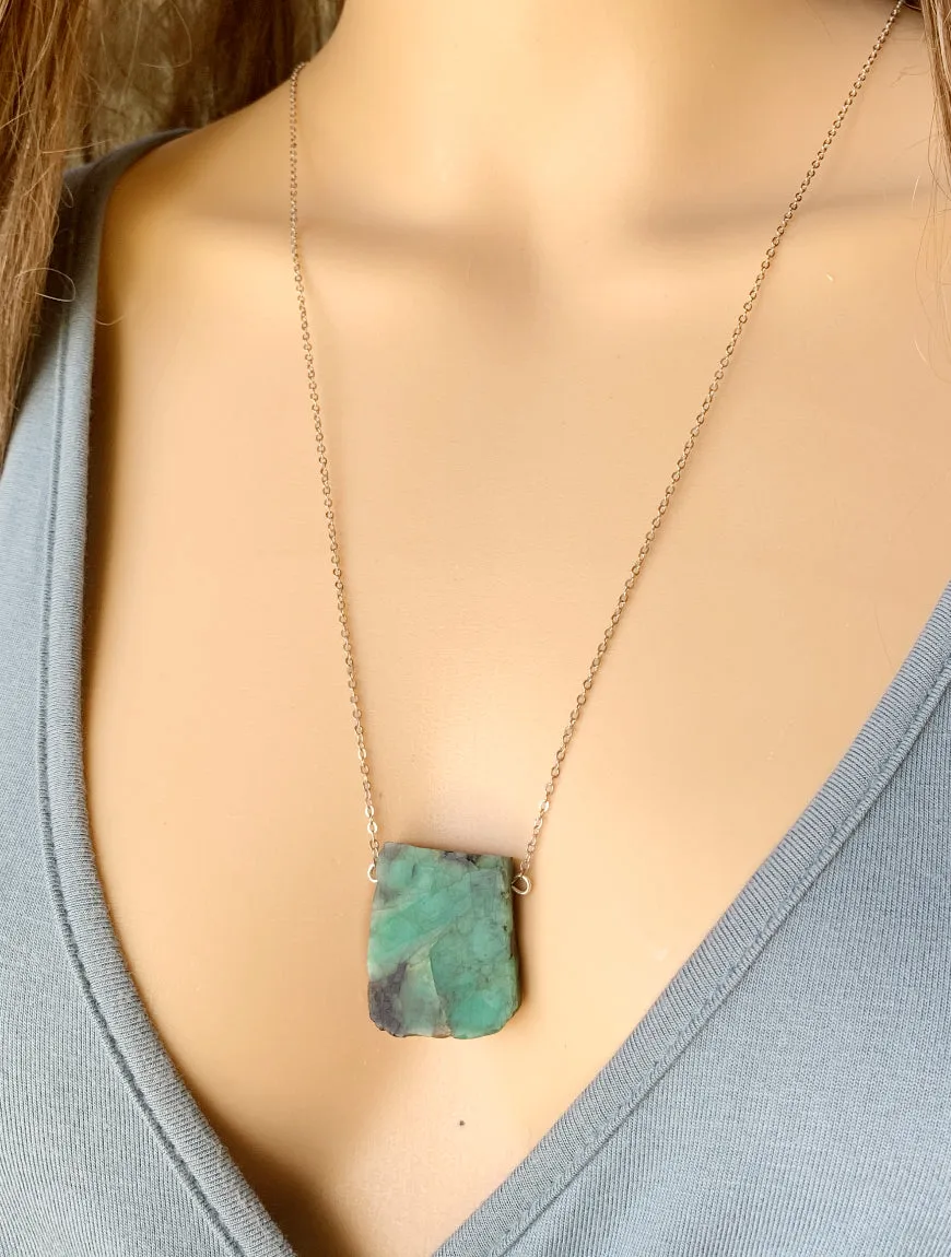 Raw Emerald Necklace