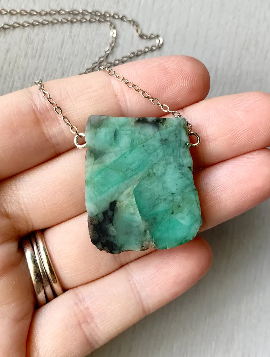 Raw Emerald Necklace
