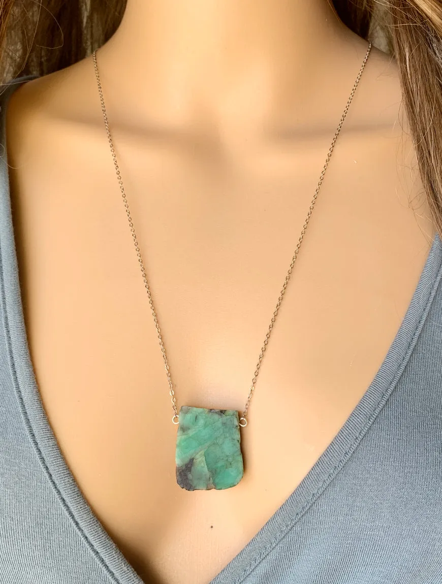 Raw Emerald Necklace