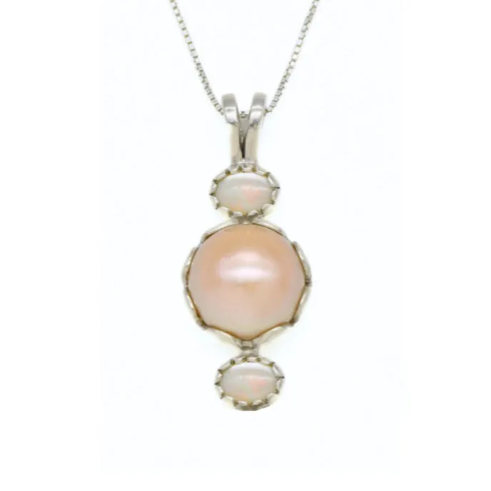 Real Pearl Pendant - Bridal Necklace- Real Opal Necklace