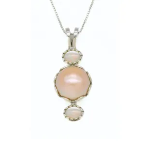 Real Pearl Pendant - Bridal Necklace- Real Opal Necklace