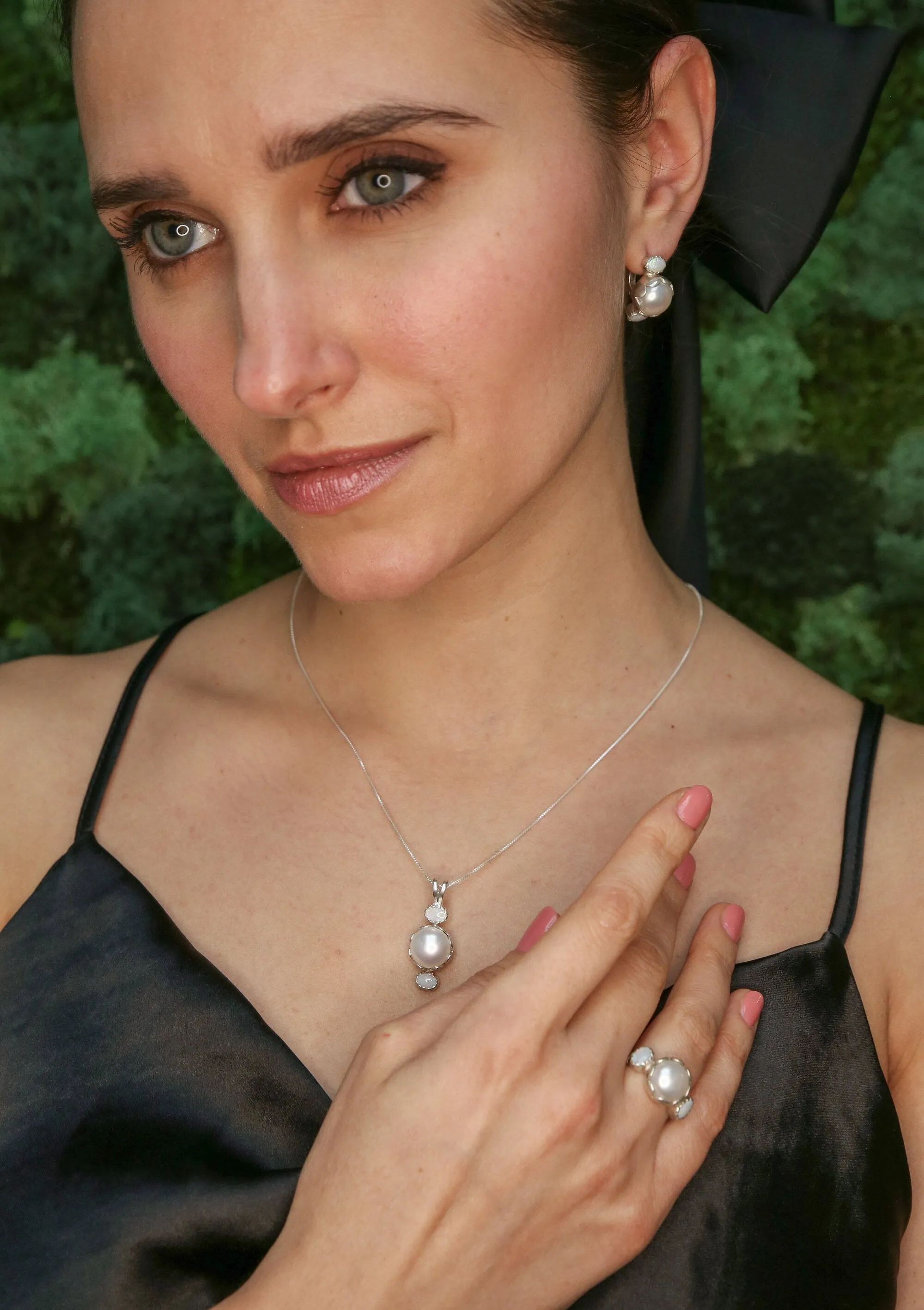 Real Pearl Pendant - Bridal Necklace- Real Opal Necklace