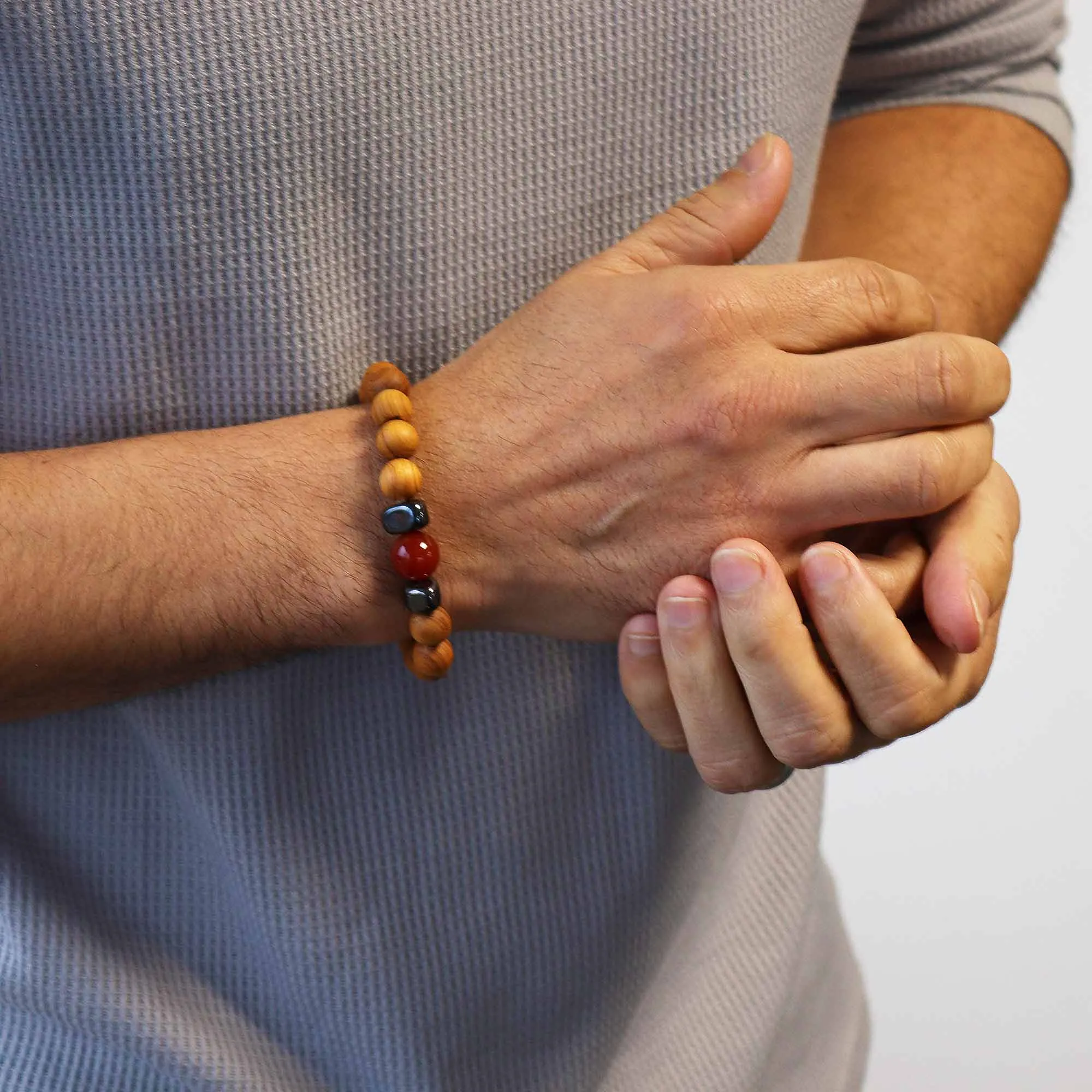 Red Jasper Gemstone Cedarwood Bracelet - Root Chakra
