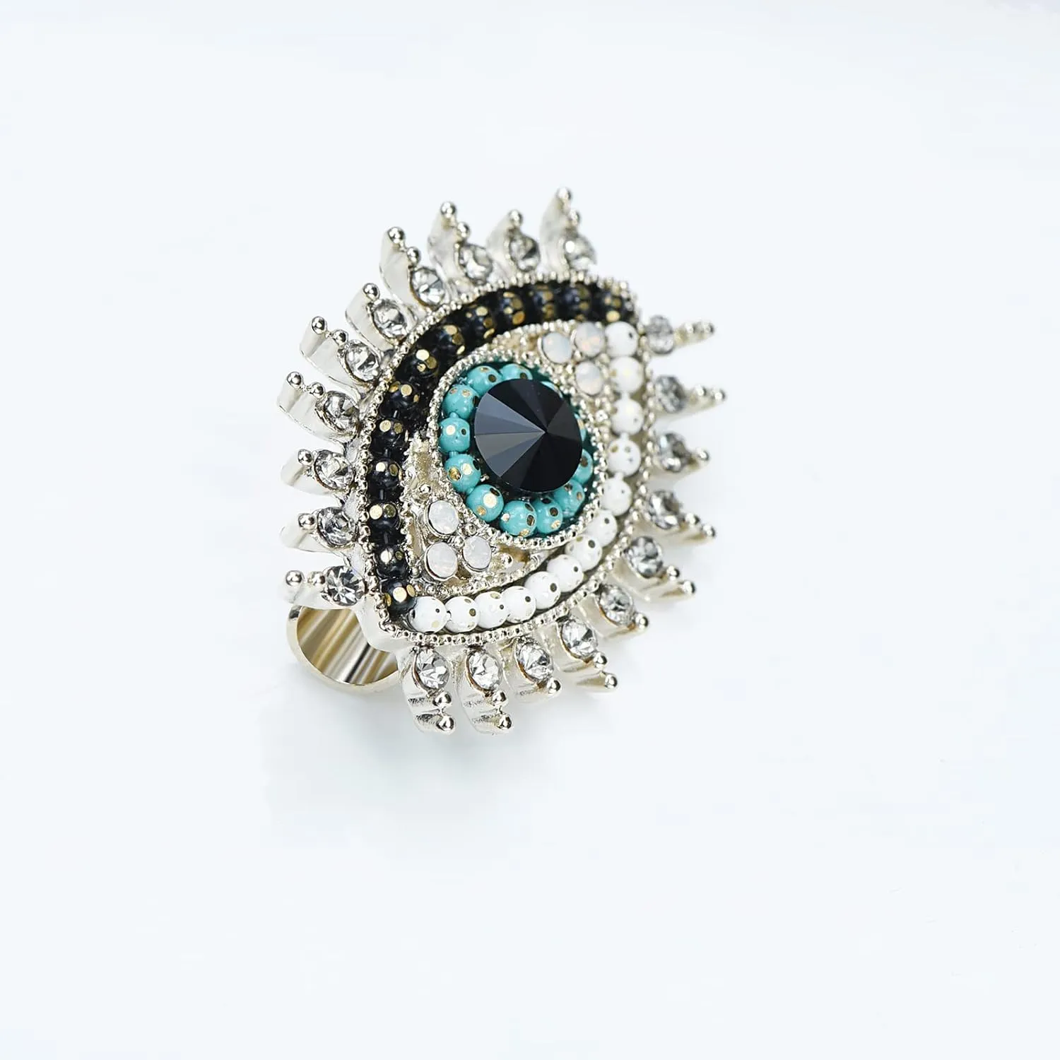 Retro Evil Eye Brooch Fashion Unique Crystal Pearl Abstract Eyes Brooches Pin Badge for Women Bridal Jewelry Gift