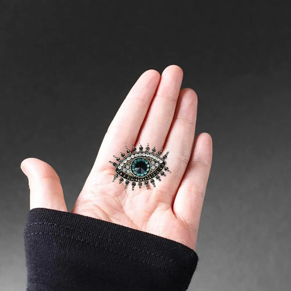 Retro Evil Eye Brooch Fashion Unique Crystal Pearl Abstract Eyes Brooches Pin Badge for Women Bridal Jewelry Gift