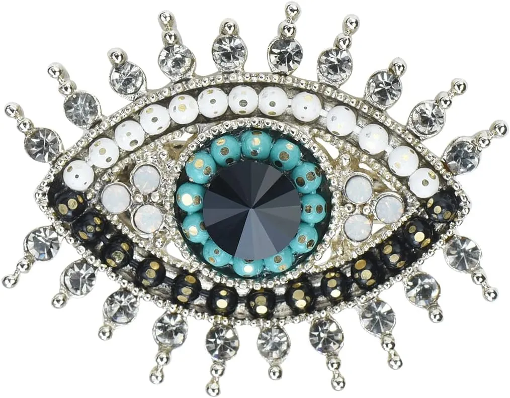 Retro Evil Eye Brooch Fashion Unique Crystal Pearl Abstract Eyes Brooches Pin Badge for Women Bridal Jewelry Gift