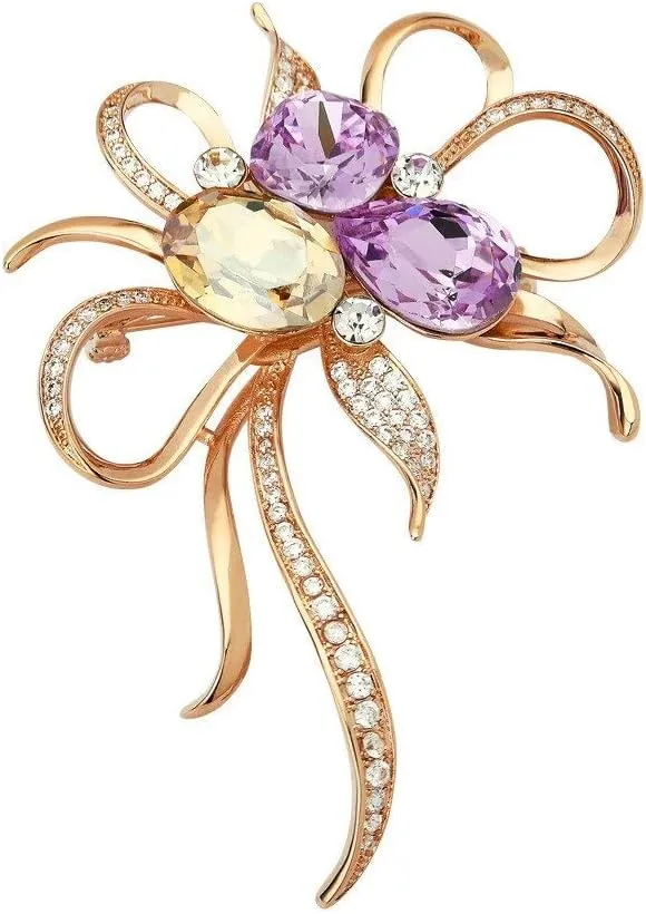 Rhinestone Flower Brooch - Pearl & Gold-plated Lapel Pin - Valentine's & Birthday Gifts