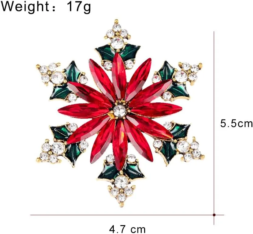 Rhinestone Flower Brooch Pin for Women Red Black Purple Flower Brooch Hat Christmas Brooch Jewelry