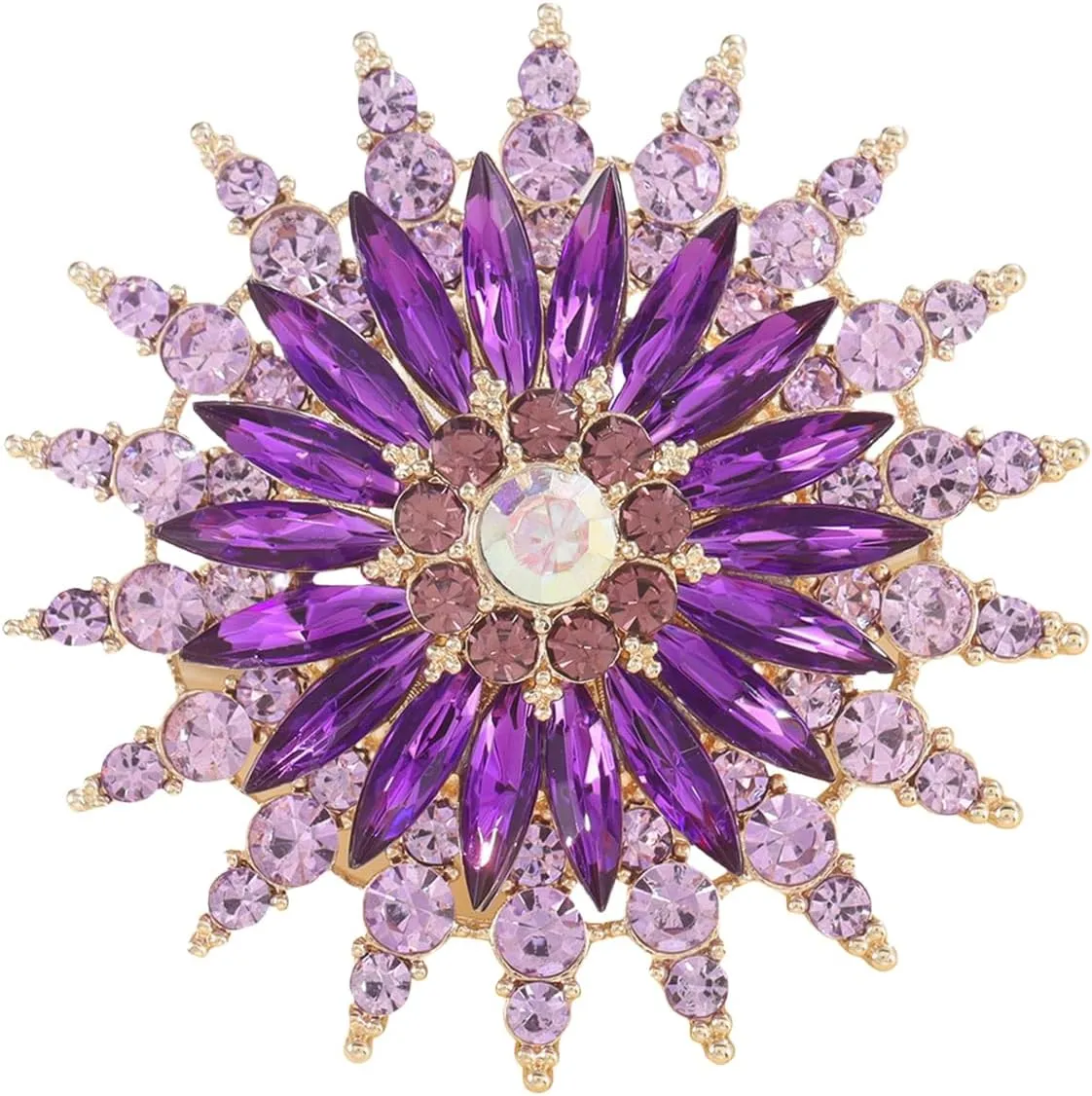 Rhinestone Flower Brooch Pin for Women Sparkling Large Crystal Flower Broach Snowflake Brooch Pins Lapel Pins Christmas Wedding Party Dance Banquet Dress Hat Bag Accessories Jewelry for Women