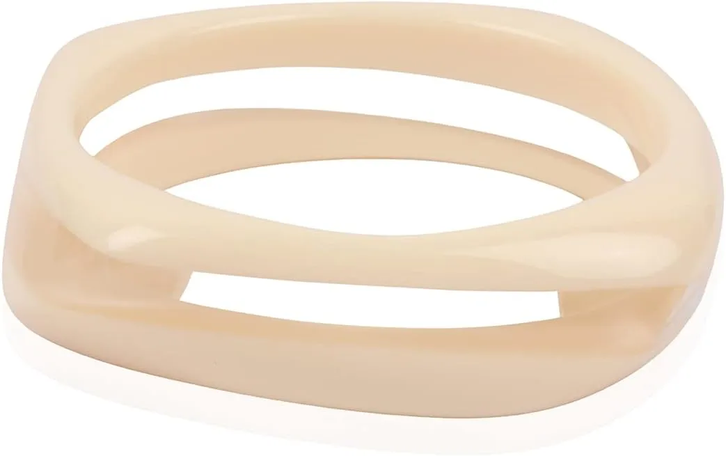 RIAH FASHION Lightweight Acrylic Statement Bracelet - Mottled Acetate Bangle Tortoise Shell, Leopard Animal Marbled Open Cuff, Chunky Square