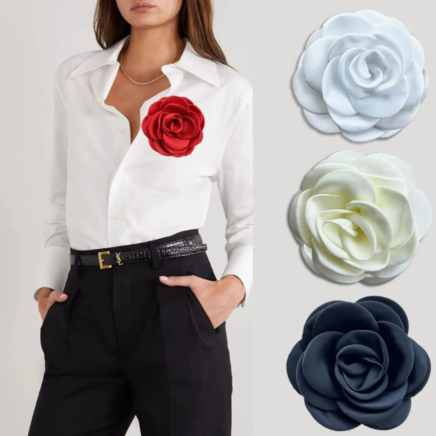 Rose Brooches Flower Lapel Pins Hair Clip Wedding Party Dance Banquet Dress Suit Clothes Accessories Jewelry Gifts