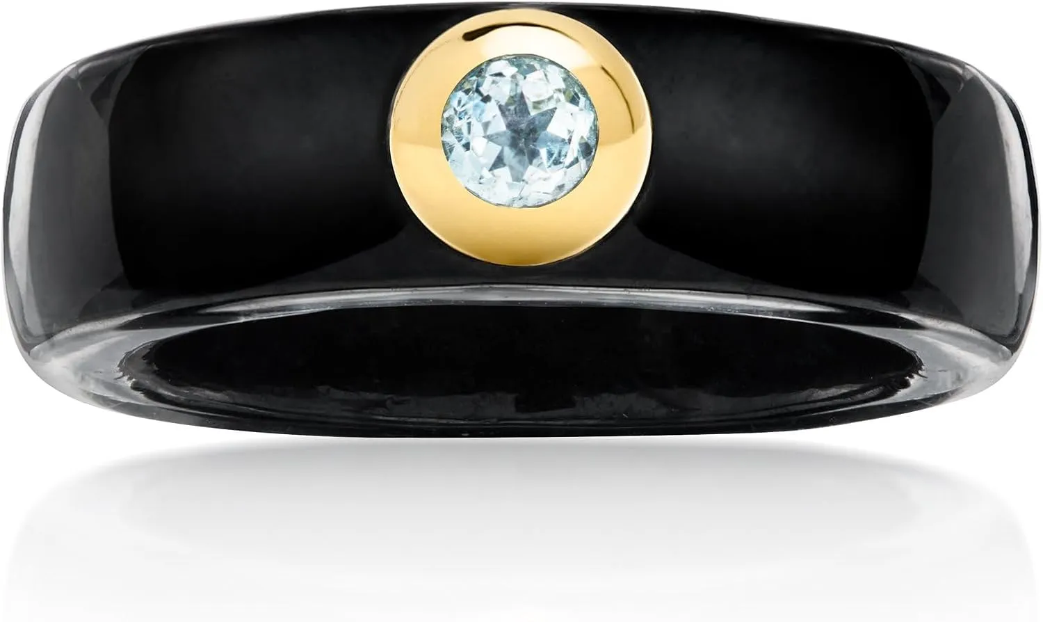 Ross-Simons Black Jade and .30 Carat Sky Blue Topaz Ring With 14kt Yellow Gold