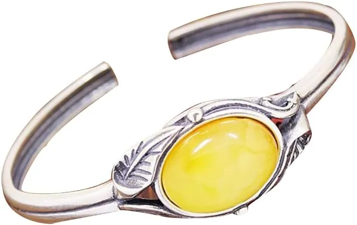 S925 Silver with Natural Chicken Butter Oval Bangle (Bangle Length 7.08inch) Fengshui Fashion Jade Bangle bracelet For Women Genuine