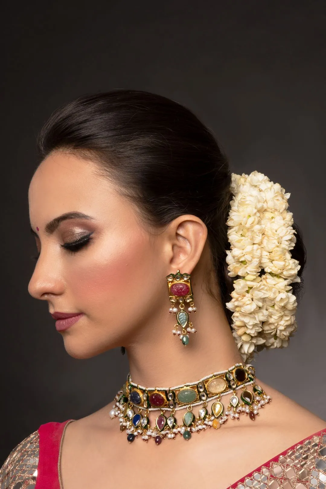 Saisha Navratan Kundan Choker Set with Earrings