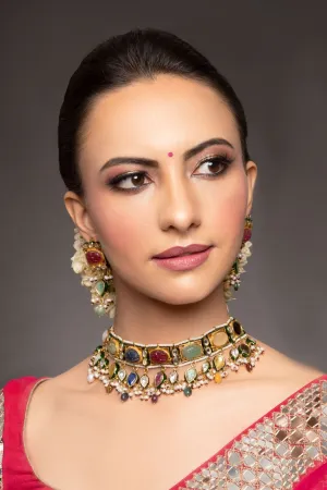 Saisha Navratan Kundan Choker Set with Earrings