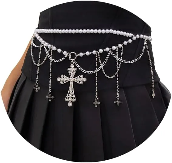 Sexy Double Layered Pearl Waist Chain Belt for Women Summer Bikini Beads Belly Body Chain Festival Rave Pearl Belly Belt Body Jewelry Accessories