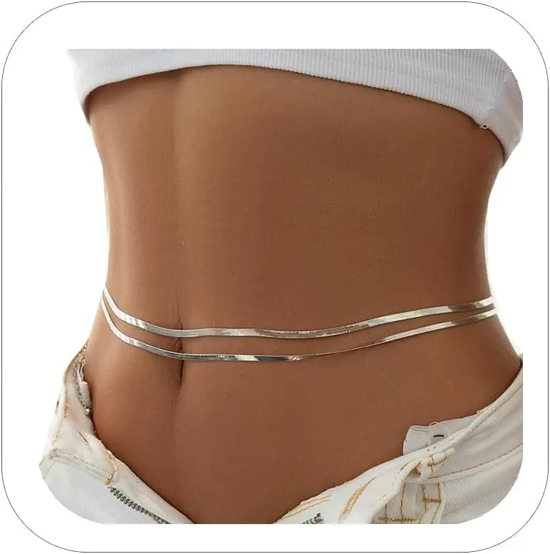 Sexy Silver Belly Chains for Women Layered Alloy Waist Body Jewelry Summer Beach Belly Waist Chain