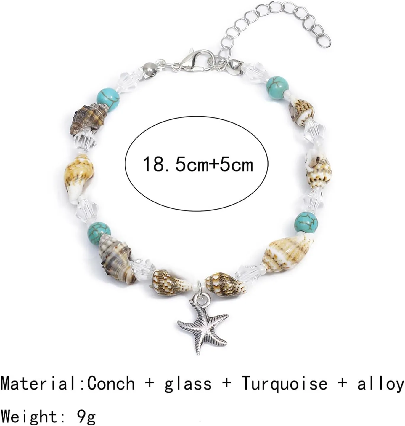 Shell Anklet for Women Waterproof Beaded Ankle Bracelets Adjustable Conch Anklet Puka Shell Anklet Summer Beach Foot Chain Boho Jewerly for Beach Party