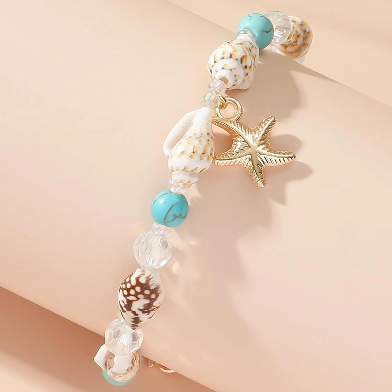Shell Anklet for Women Waterproof Beaded Ankle Bracelets Adjustable Conch Anklet Puka Shell Anklet Summer Beach Foot Chain Boho Jewerly for Beach Party