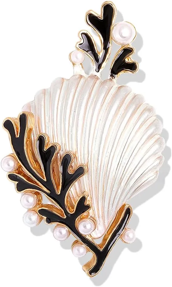 Shell Brooch Pin Sea Shell Ocean Animal Lapel Pin Scallop Shell Pins Sea Shell Jewelry Dress Accessories Cute Sea Animals Brooches for Women for Mom Best Friends Gift