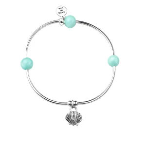Shell | Soft Bangle Charm Bracelet | Tiffany Blue Agate