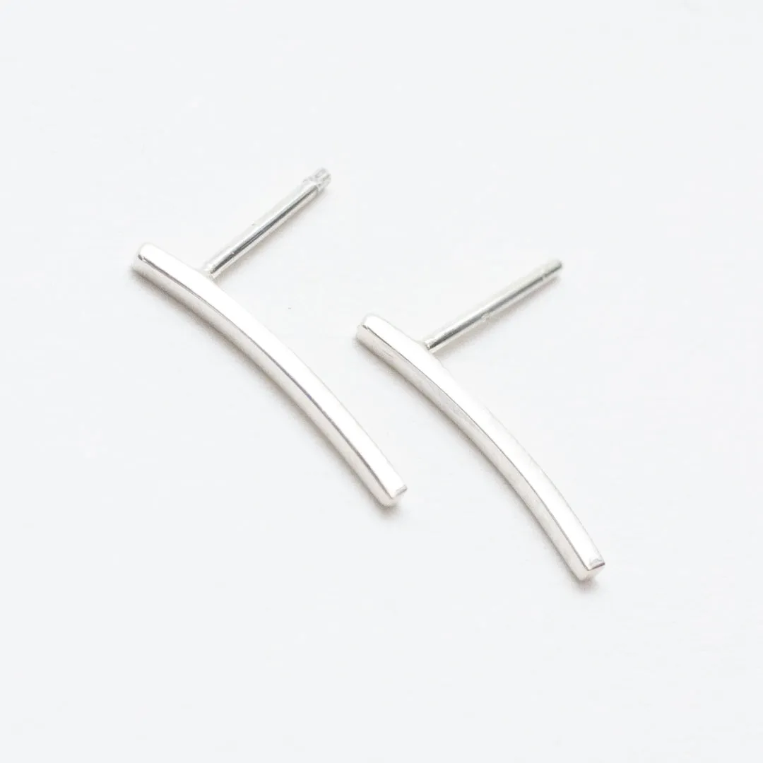 Silver Curved Bar Studs