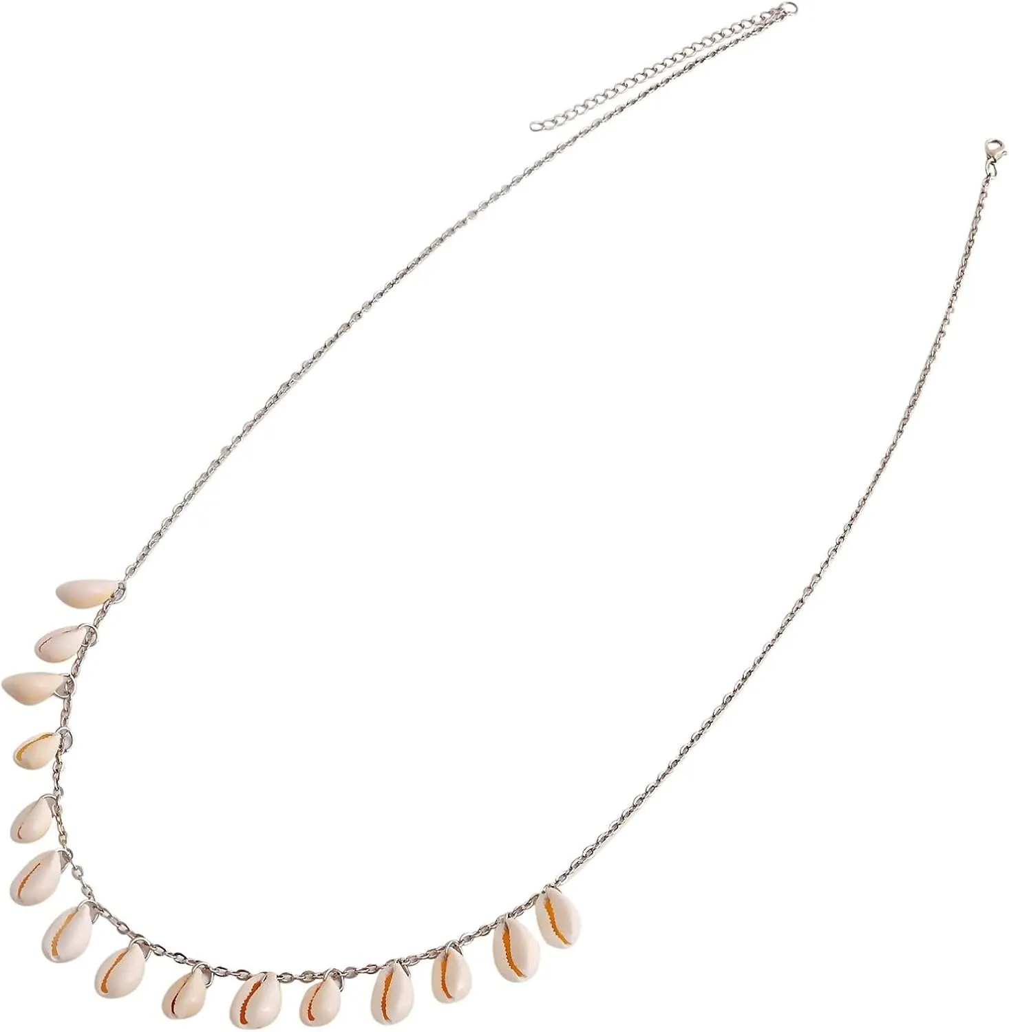 Silver Long Waist Chain, Body Chains Dor Dress Shell Pendant Lobster Claw Clasp Belly Chain Dance 81 10cm