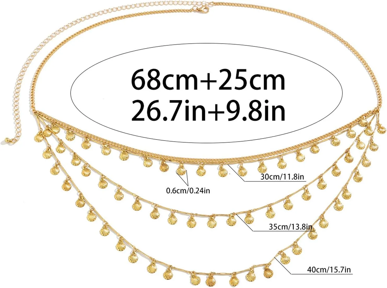Simple Bikini Bead Waist Chain for Women Sexy Metal Shell Tassel Belly Body Chains Summer Beach Butterfly Waist Body Accessories Jewelry